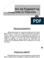 Mga Epekto NG Paggamit NG Cellphone Sa Paaralan