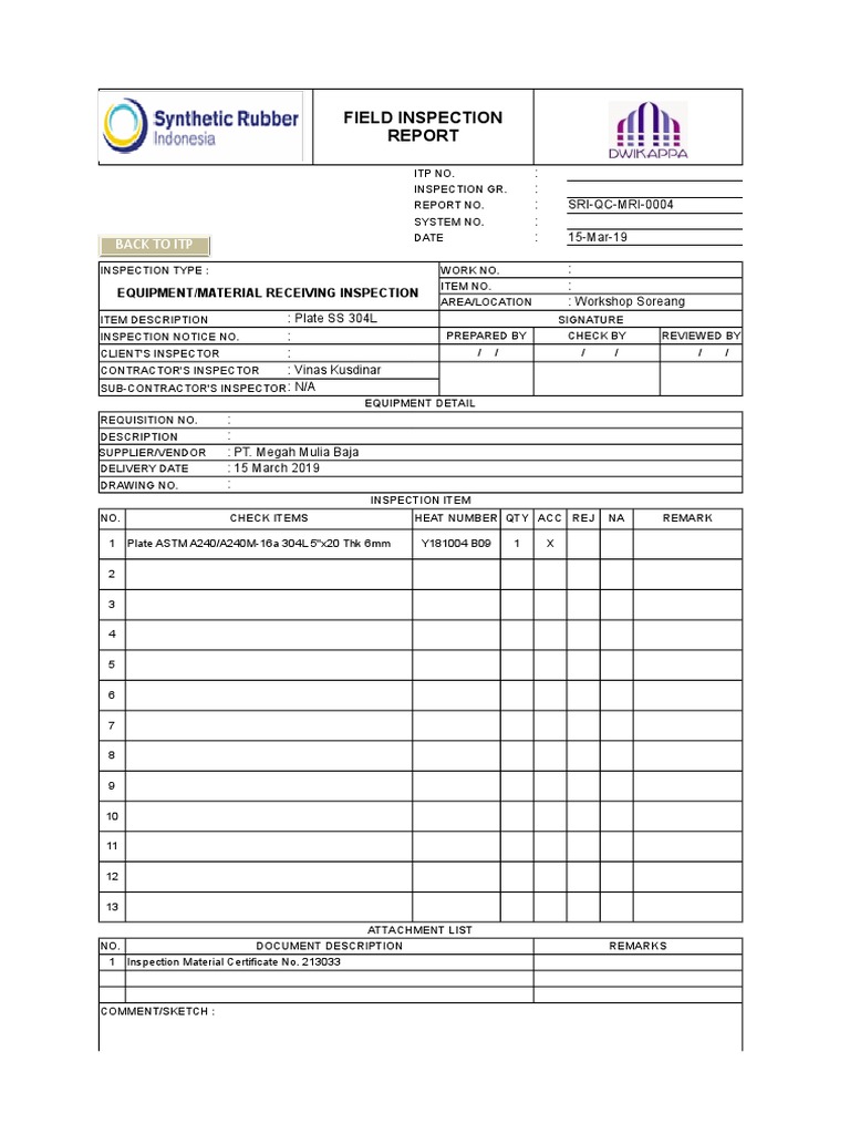 PT Pratiwi Prima Baja Material Inspection | PDF | Technology & Engineering