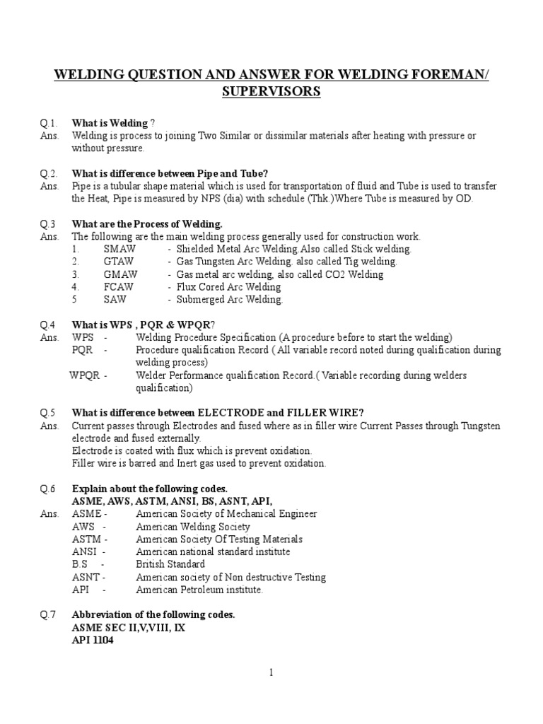 Welding Questions PDF