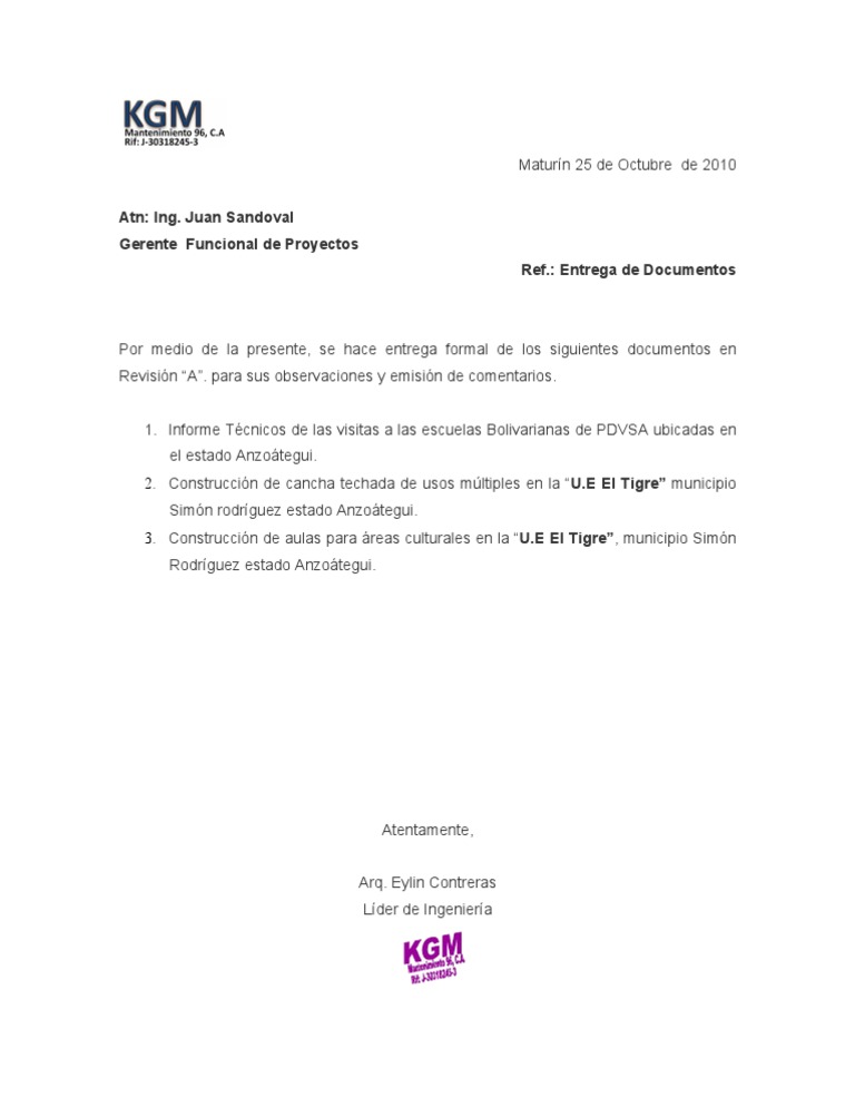 10. Carta de Entrega Productos Rev a. 10. Carta de Entrega Productos Rev a.