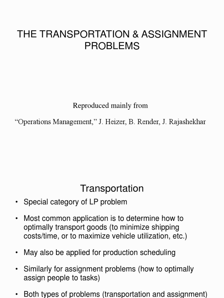 Transportation and Assignment | PDF