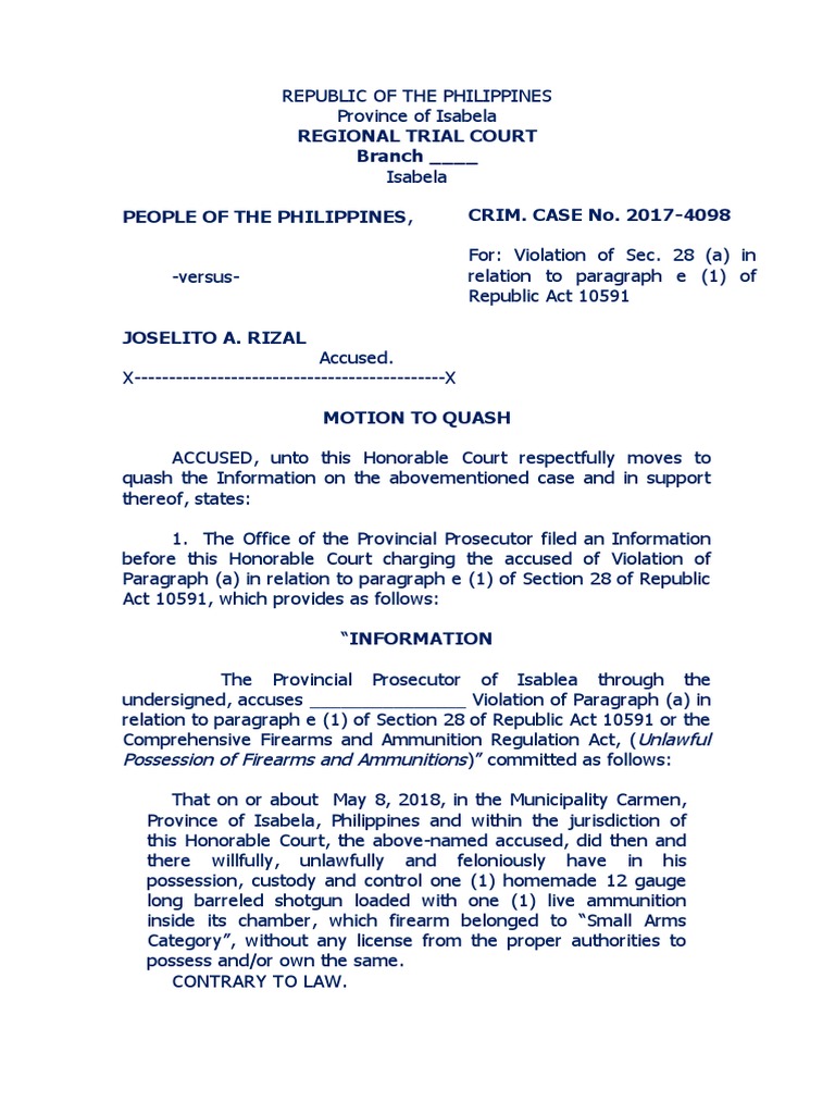 Motion To Quash Information PDF