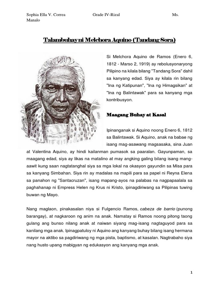 Talambuhay Ni Melchora Aquino | PDF