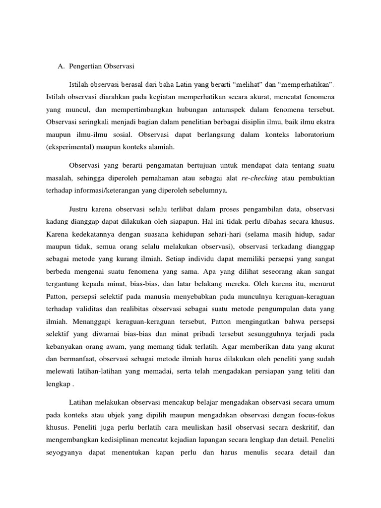 Pengertian Ruang Lingkup Observasi Pdf