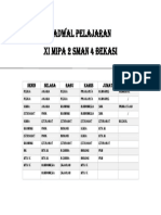 Jadwal Pelajaran XI MIPA 2 Semester 2 Landscape