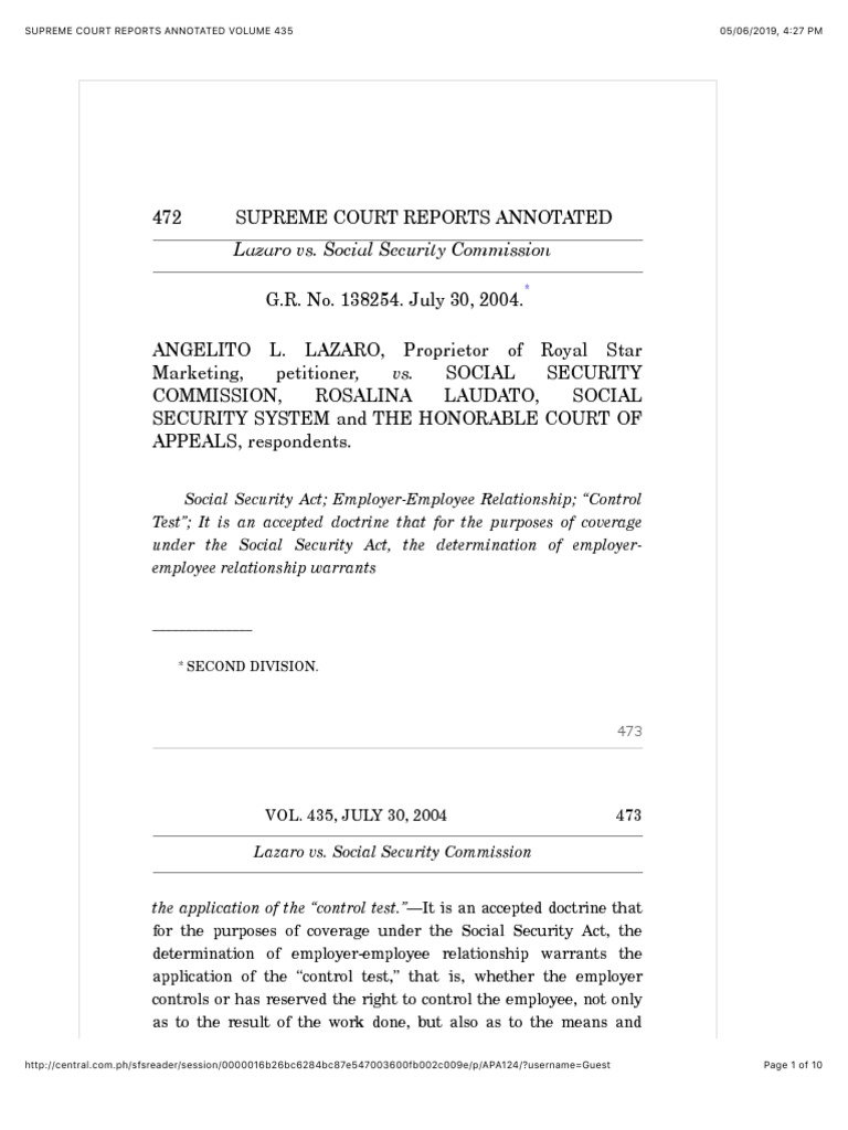 Lazaro vs social security commission 435 scra 472 pdf law