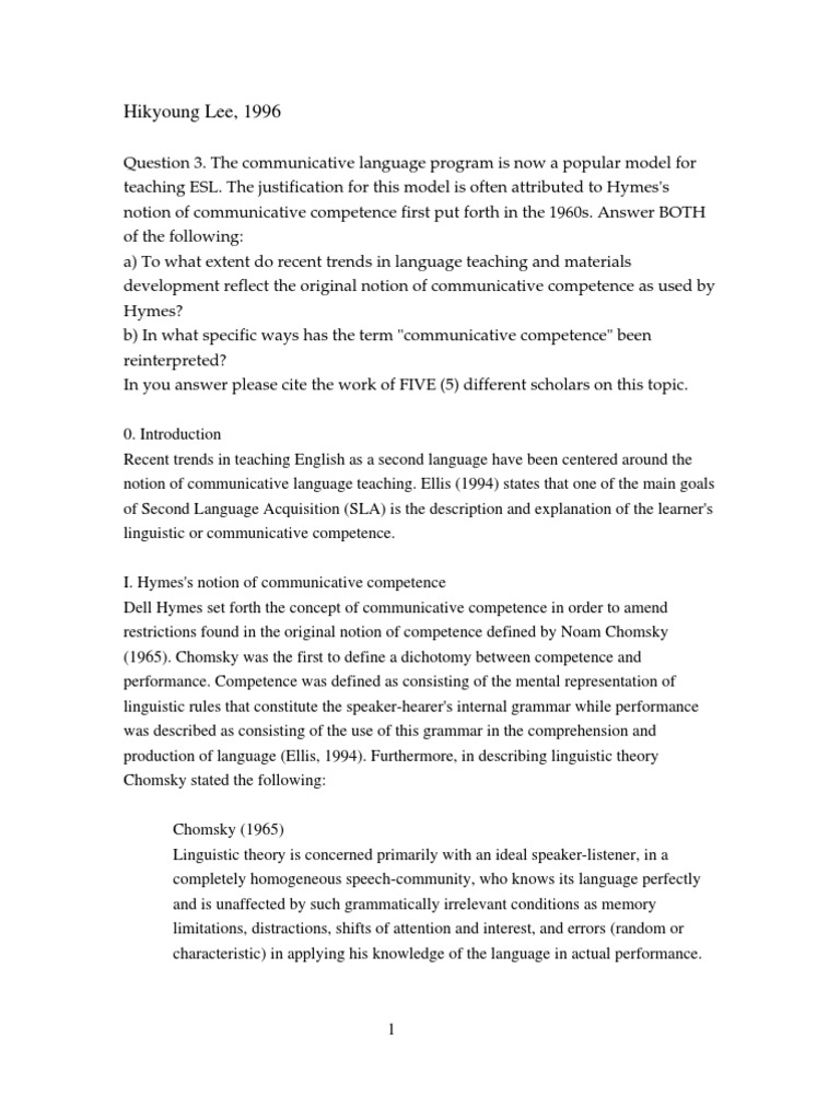 Communicative Competence | PDF | Second Language Acquisition | Language ...