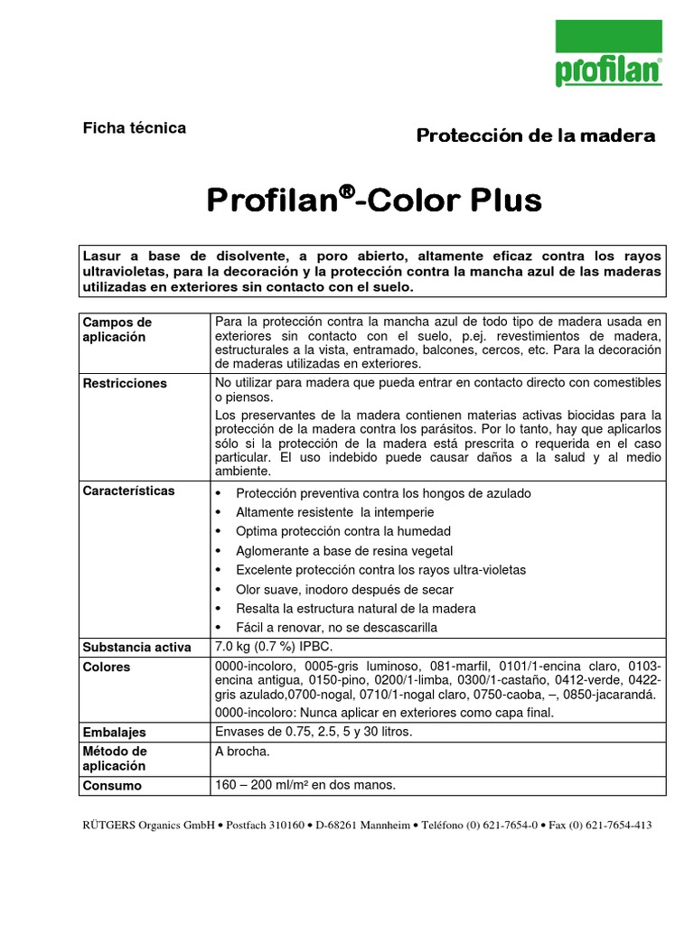 Protección y colores para madera Profilan | PDF