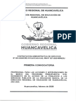 CONTRATACIÓN ADMINISTRATIVA DE SERVICIOS N° 003/2020/DRE-HVCA/CCAS-CAS,RM N° 027-2020- MINEDU