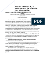 EMBRIOLOGIE SI GENETICA, 2 Perioada Embrionara Fecundatia, Segmentatia, Blastulatia, Gastrulatia, Organogeneza