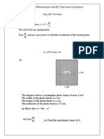 Applied Differentiation IGCSE Past Exam Questions PDF