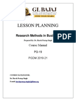 Lecturer Plan - Research Methods in Business