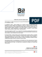 Comunicado de prensa Bit de Milan 2020