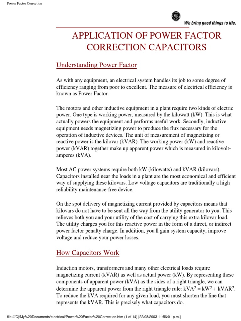 How Power Factor Corection Works PDF | PDF | Capacitor | Transformer