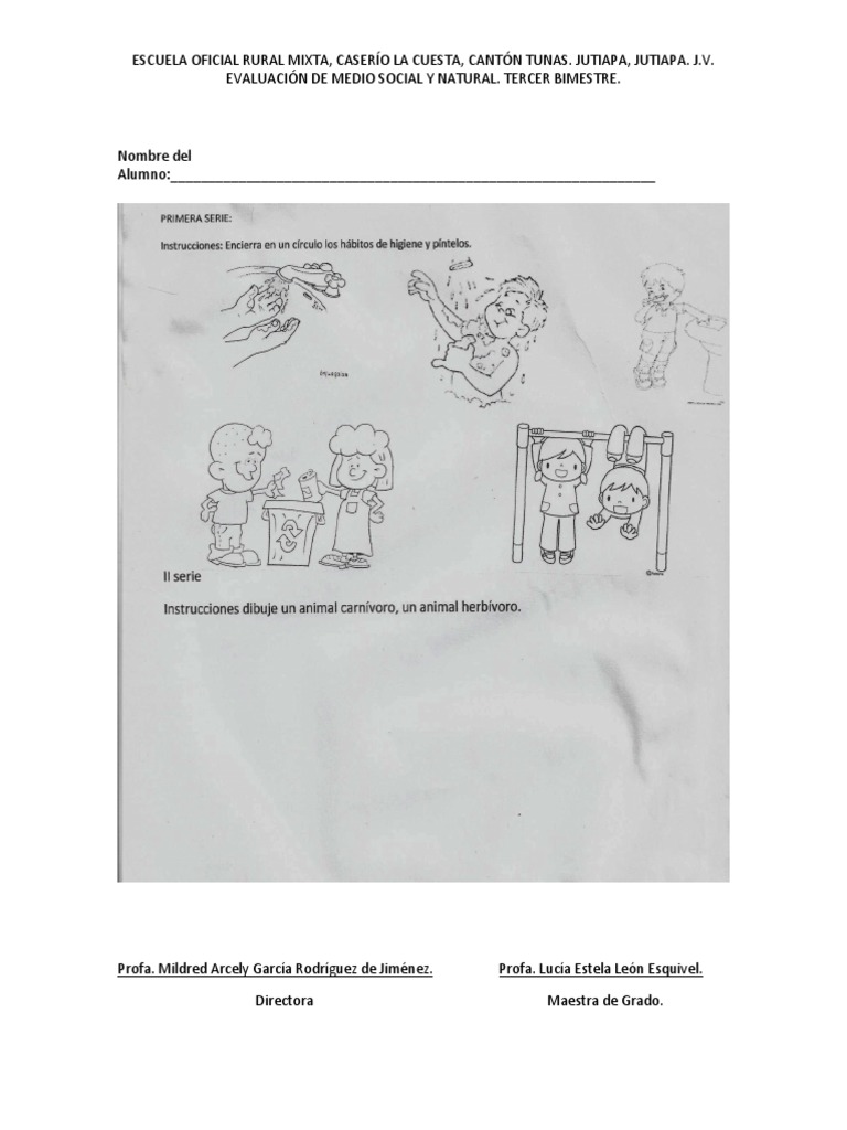 Examen Medio Social y Natural Primero | PDF | Bienestar