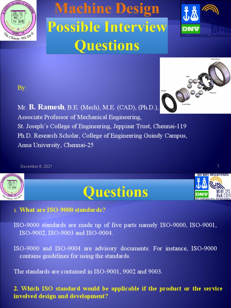 Machine Design Possible Interview Questions | PDF | Finite Element ...