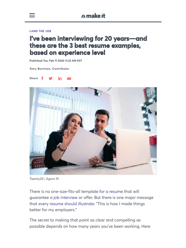 How To Write The Perfect Resume Based On Your Years Of Experience Pdf