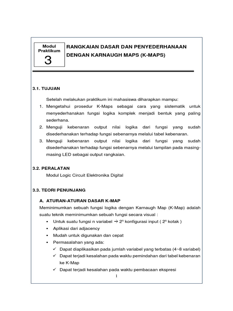Percobaan 3 - Rangkaian Dasar Penyederhanaan Dengan K-Maps | PDF