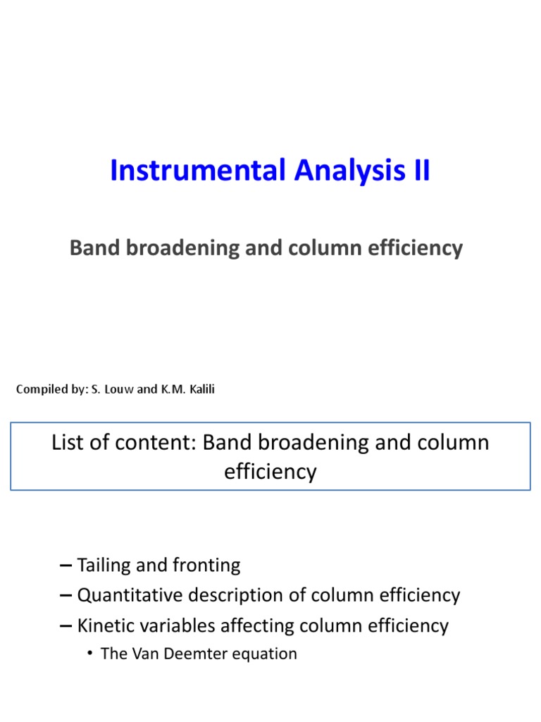 Band Broadening and Column Efficiency 2020 PDF PDF Chromatography Gas Chromatography