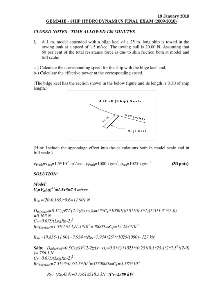Final Exam Solutions 20092010 Propeller Mechanical Engineering