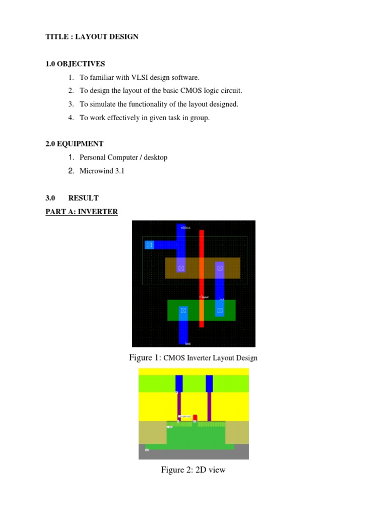 CMOS Inverter Layout Design in Microwind | PDF | Logic Gate | Cmos