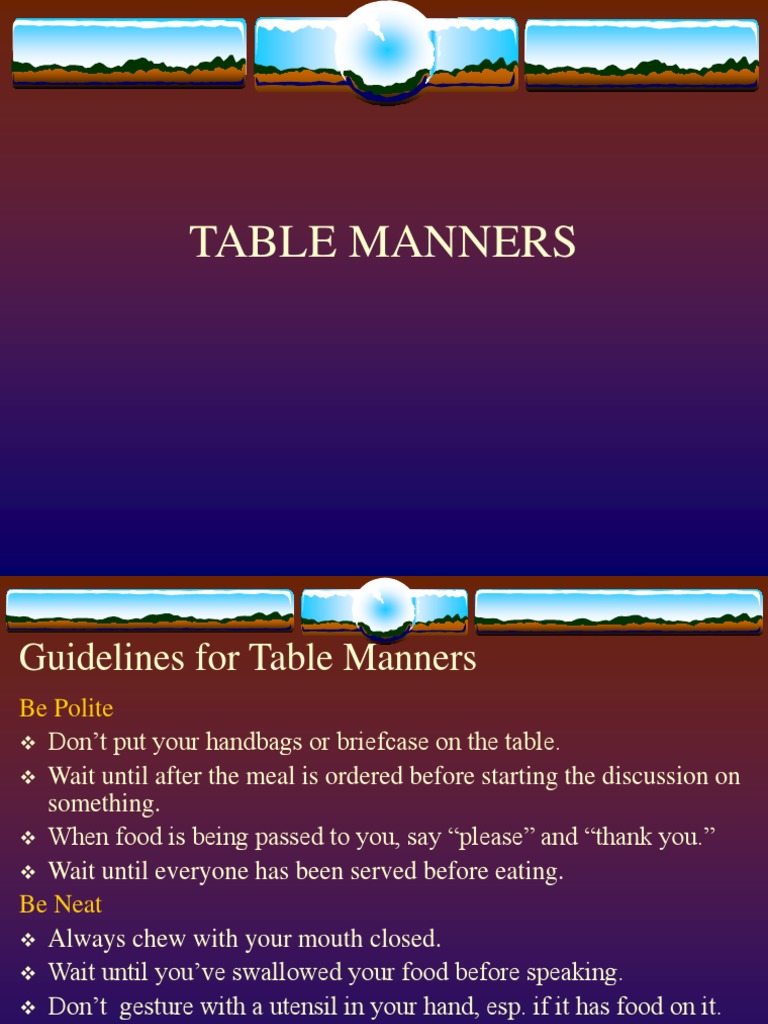 Table Manners Pdf | Good Manners – GRFZ