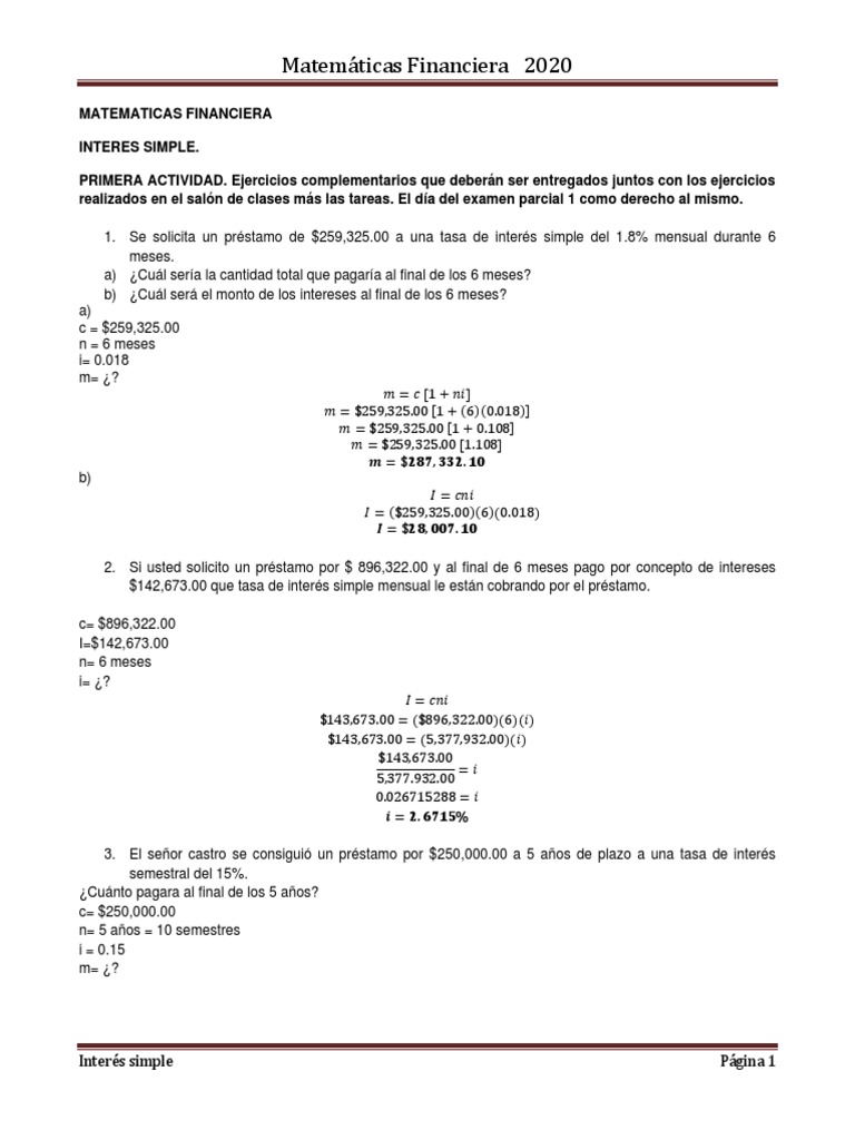 Ejercicios de Interés Simple en Finanzas | PDF | Tasas de interés | Interés