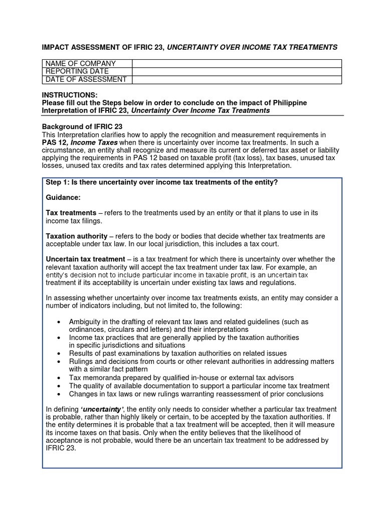 ifric-23-client-memo-template-pdf-taxes-taxation-in-the-united-states