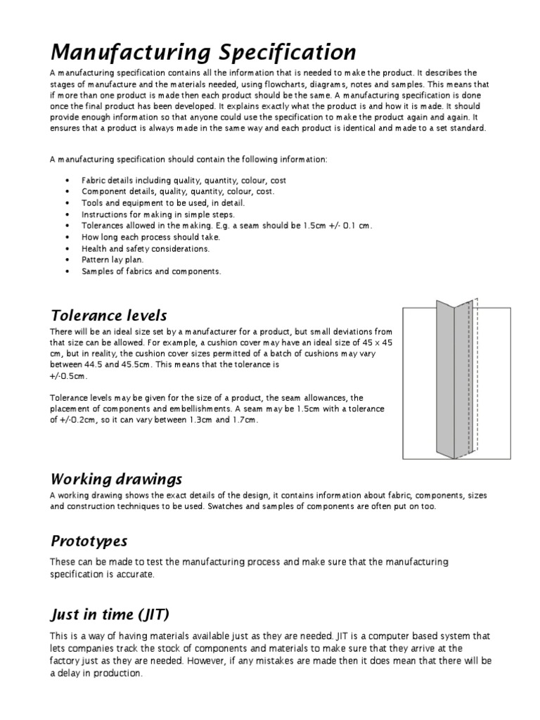 Lesson 5 Manufacturing Specification PDF PDF Engineering