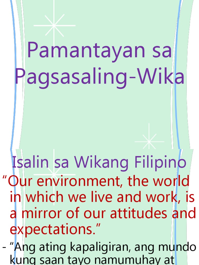 Pamantayan Sa Pagsasaling Wika Pdf