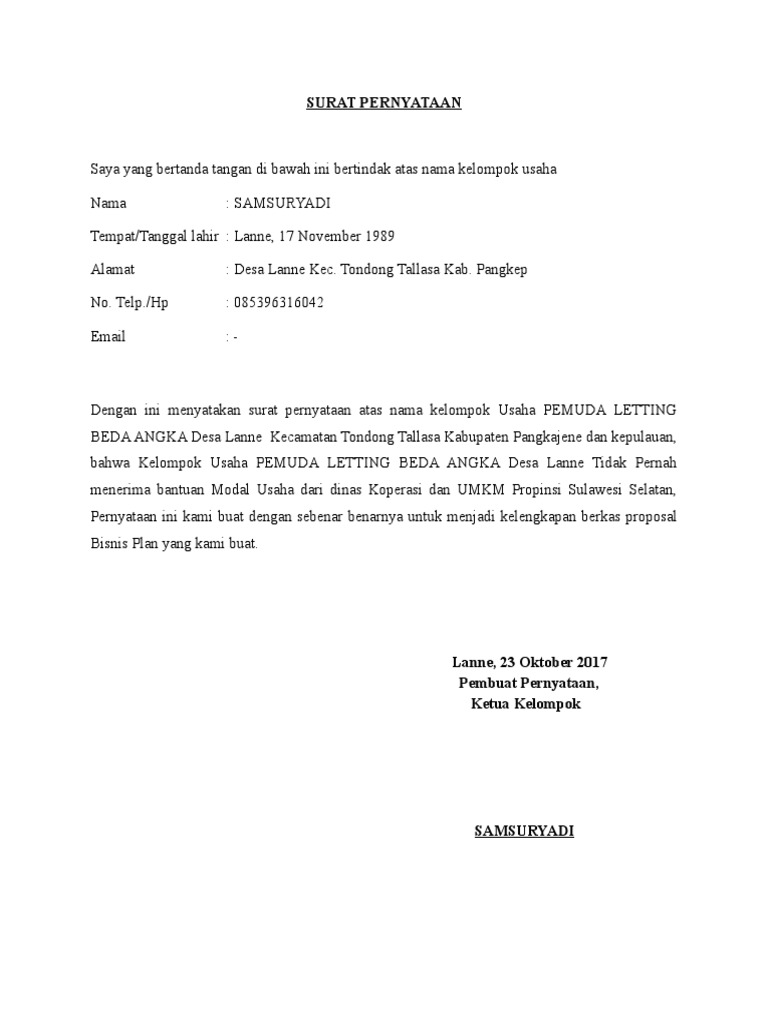 Surat Pernyataan Docx