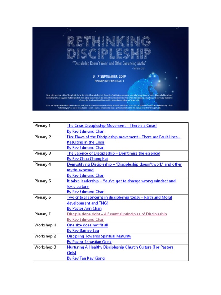 IDMC 2019 - Rethinking Discipleship Notes | PDF