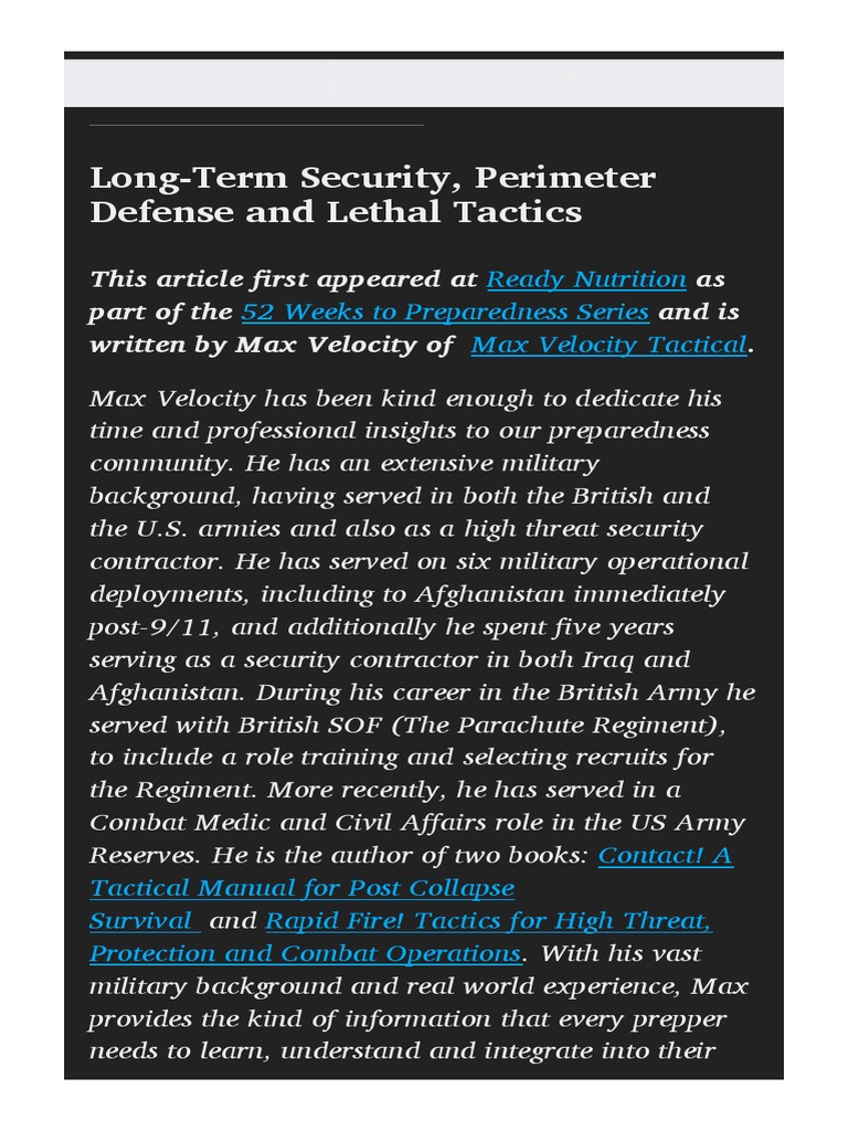 Long Term Security Perimeter Defense And Lethal Tactics Pdf