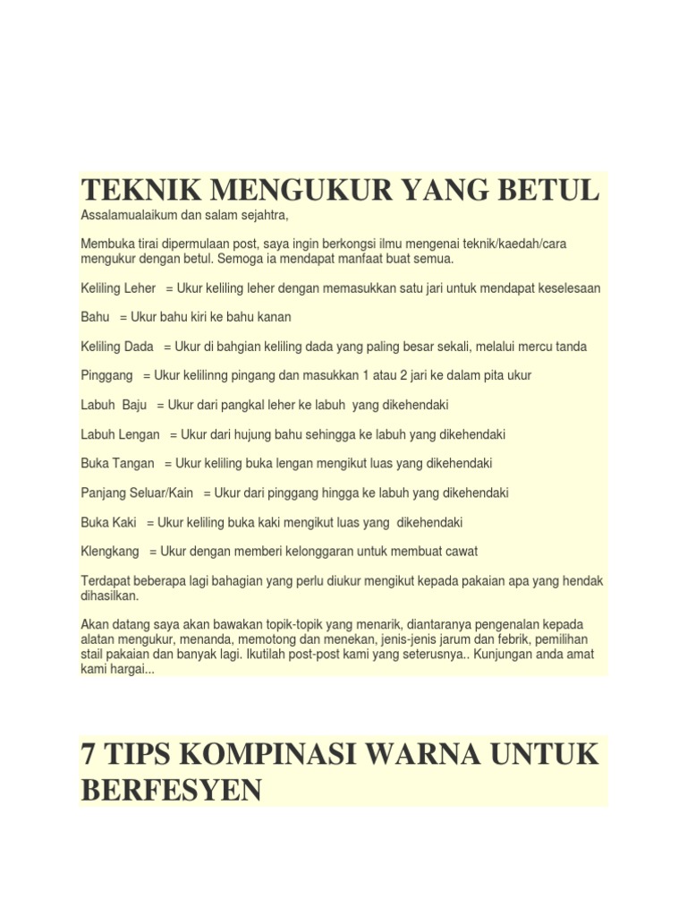 Teknik Mengukur Yang Betul Pdf