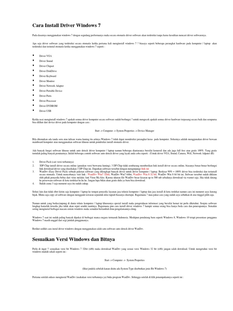 Cara Install Driver Windows 7 PDF