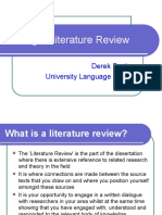 Writing A Literature Review: Derek Davies University Language Centre