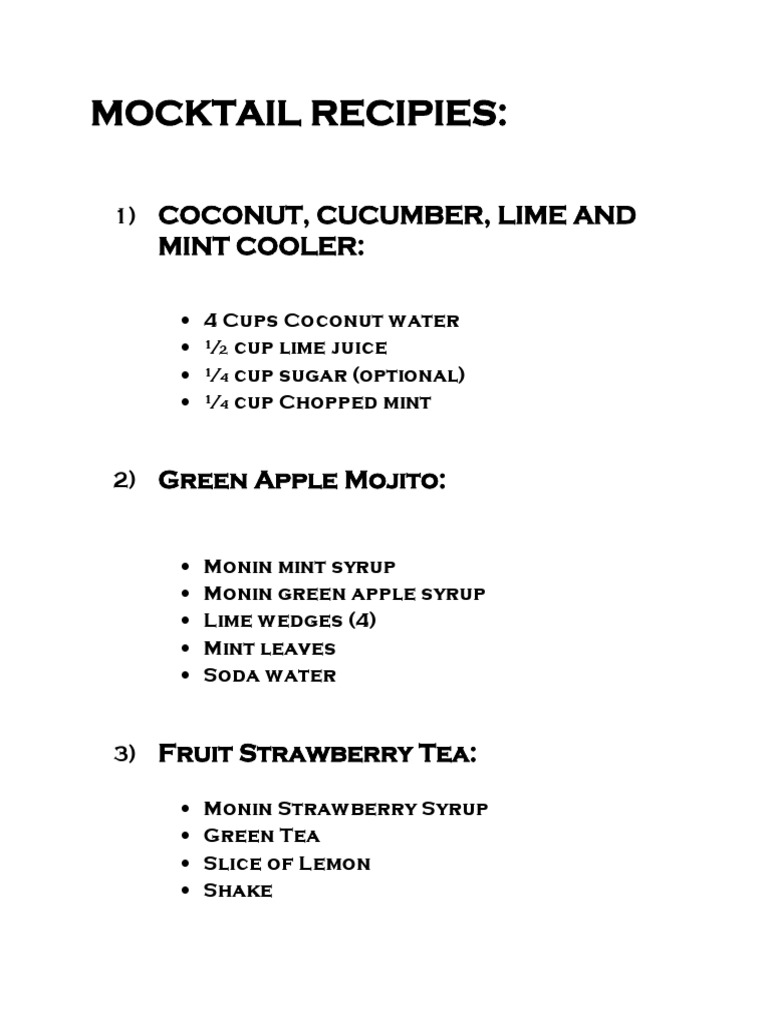 Mocktail Recipes PDF
