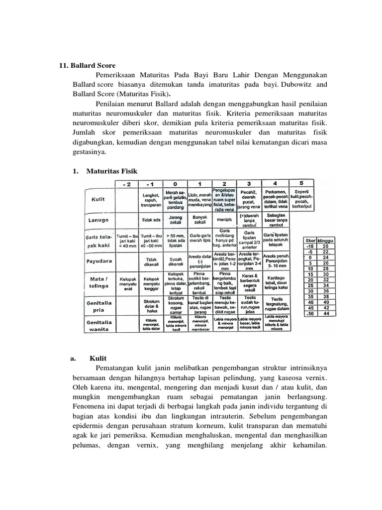 Penilaian Maturitas Bayi: Ballard Score | PDF | Pengembangan Diri ...