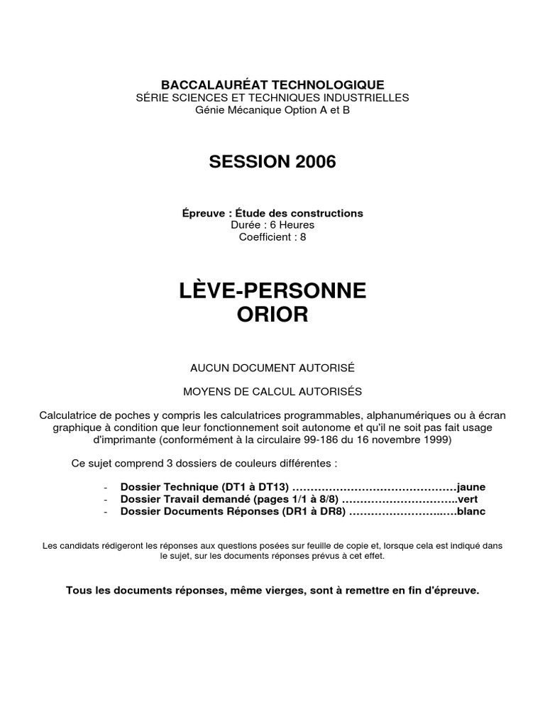 Bac GM 2006 Sept Metropole Lève Personne ORIOR PDF | PDF