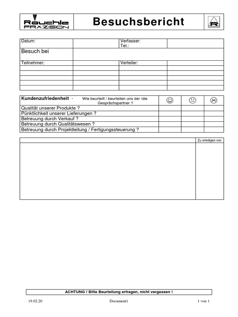 Vorlage Besuchsbericht Lieferant