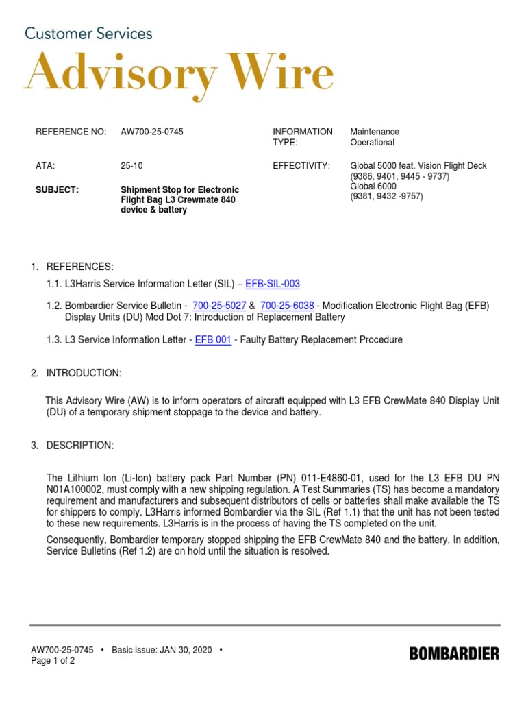 AW700-25-0745 DT 18-02-2020 | PDF | Business | Technology & Engineering