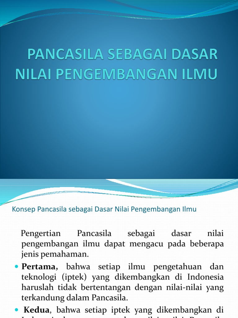 Pancasila Sebagai Dasar Nilai Pengembangan Ilmu | PDF | Ilmu Sosial ...