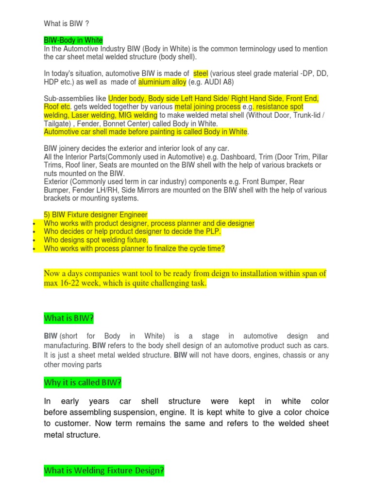 BIW | PDF | Welding | Construction
