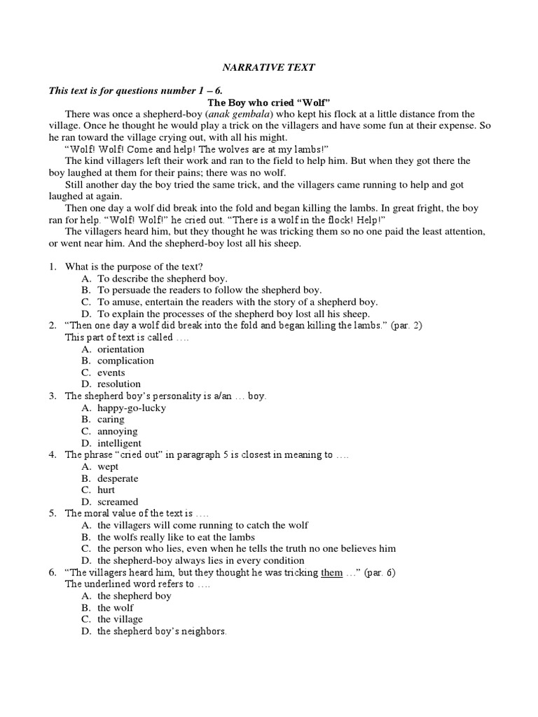 Bank Soal Narrative Text Sheep Jack And The Beanstalk