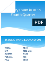 Mastery Exam in AP10 Fourth Quarter