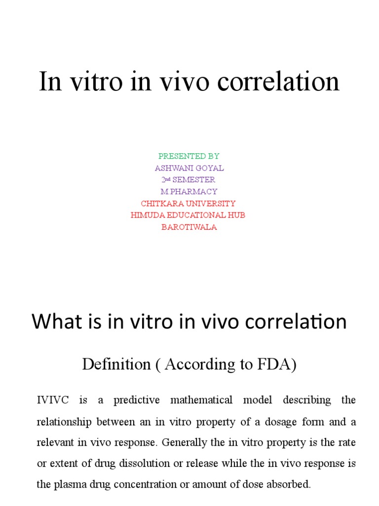 In Vitro-In Vivo Correlation Overview | PDF | Life Sciences ...