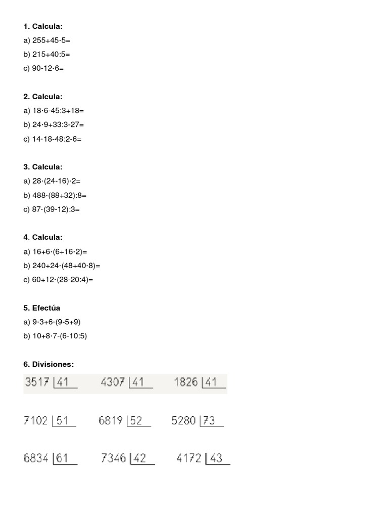 Ejercicios de Divisiones Resueltos | PDF