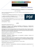 Ato Declaratório SECRETARIA DE INSPEÇÃO DO TRABALHO - SIT Nº 10 de 03.08.2009 - Riscos - Acidentes PDF