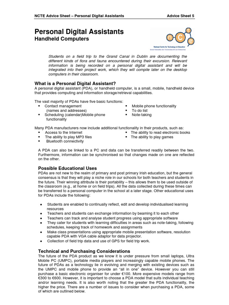 Personal Digital Assistants Handheld Computers PDF Personal