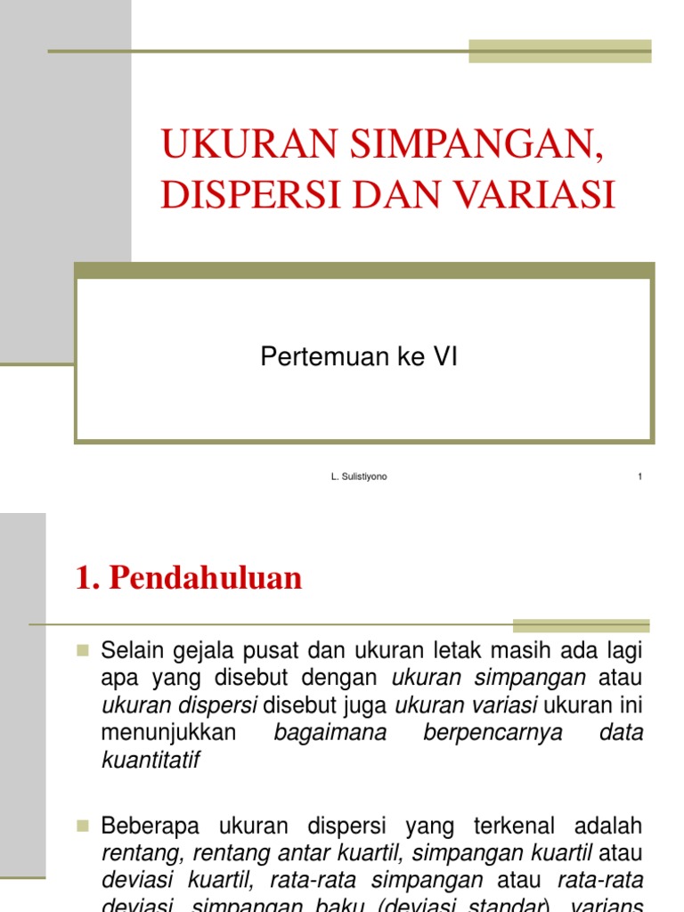 Ukuran Simpangan Dispersi Dan Variasi Pdf
